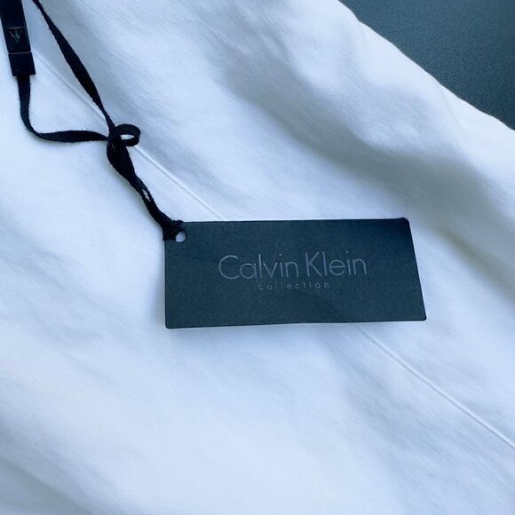 CALVIN KLEIN COLLECTION Made In Italy NWT White Cotton Spandex Bodycon Fitted Dr - Picture 16 of 16
